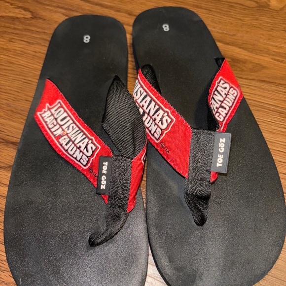 ULL Louisiana Ragin Cajuns Flip Flops - Picture 1 of 8